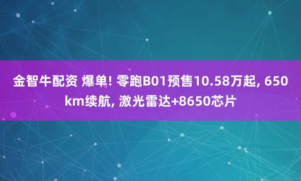 金智牛配资 爆单! 零跑B01预售10.58万起, 650km续航, 激光雷达+8650芯片